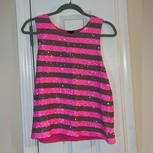 J.Crew Sequin Striped Pink Tank Top